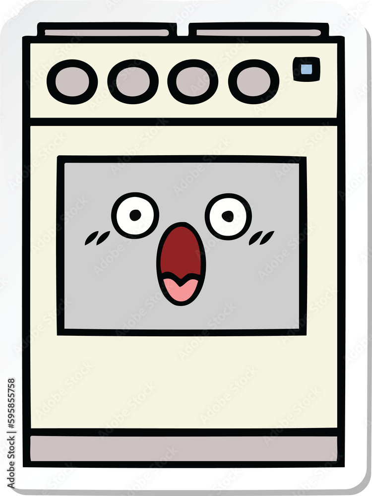 sticker of a cute cartoon kitchen oven sticker of a cute cartoon kitchen oven