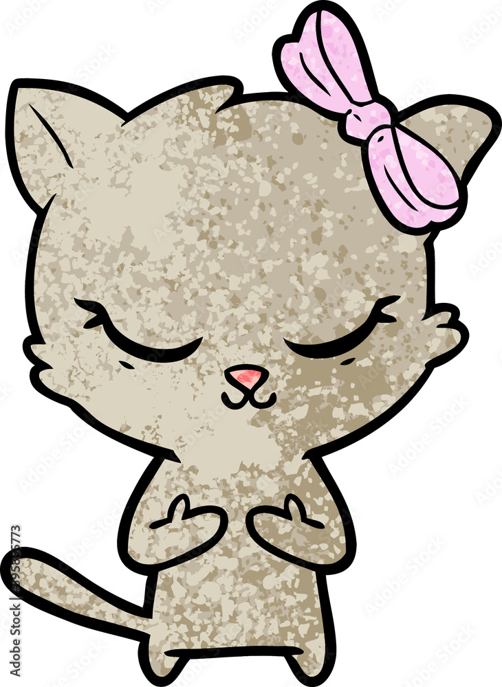 cute cartoon cat with bow cute cartoon cat with bow