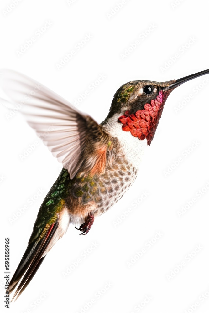 Hummingbird macaw bird isolated on white background generative ai.
