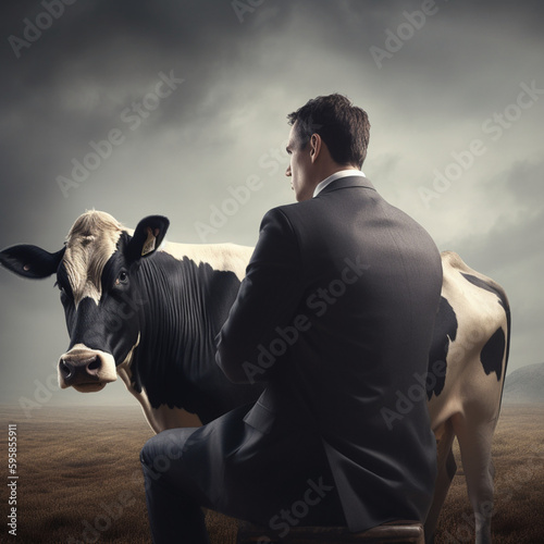 człowiek i krowa