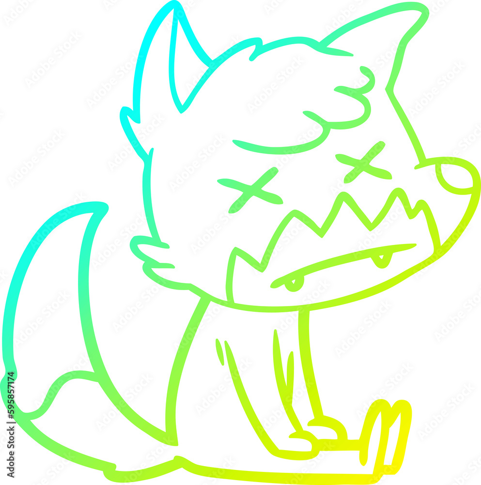 cold gradient line drawing of a cartoon dead fox cold gradient line drawing of a cartoon dead fox