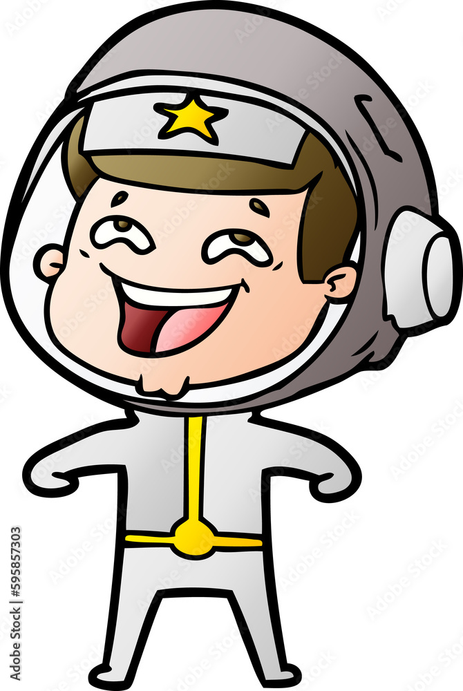 cartoon laughing astronaut