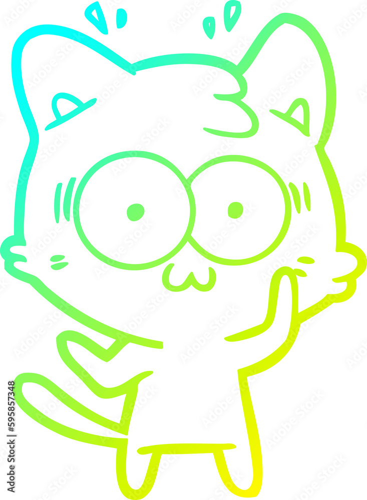 cold gradient line drawing of a cartoon surprised cat cold gradient line drawing of a cartoon surprised cat