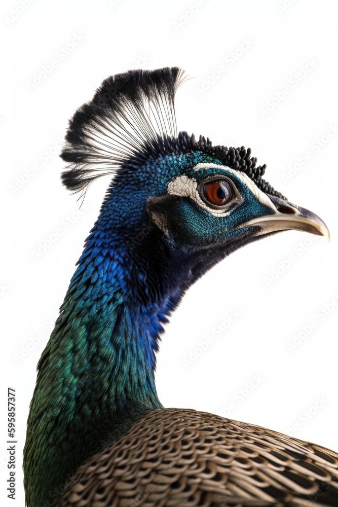 Peaflow bird isolated on white background generative ai. Peaflow bird isolated on white background generative ai.