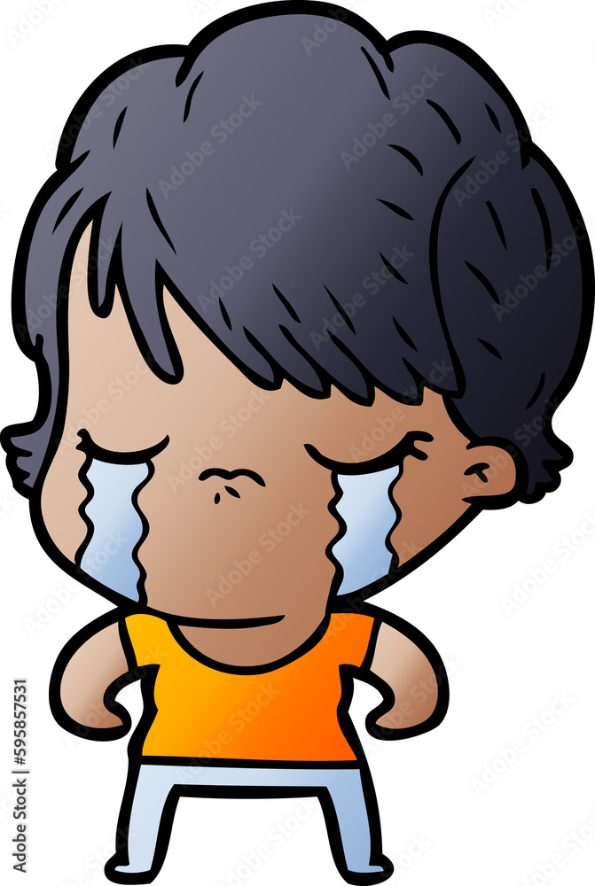 cartoon woman crying