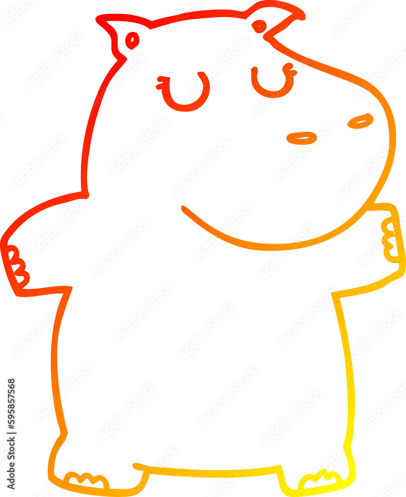 Obraz premium warm gradient line drawing of a cartoon hippo