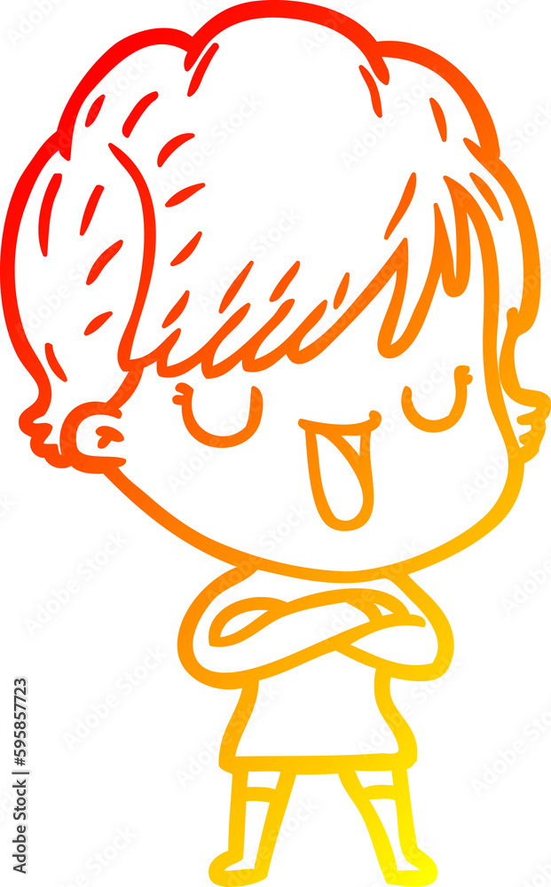 warm gradient line drawing of a cartoon woman talking warm gradient line drawing of a cartoon woman talking