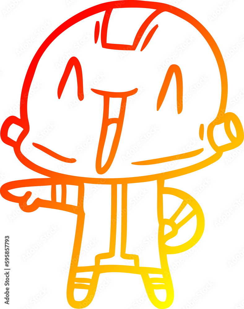 warm gradient line drawing of a cartoon robot warm gradient line drawing of a cartoon robot