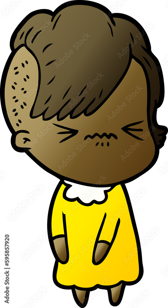 cartoon annoyed hipster girl cartoon annoyed hipster girl