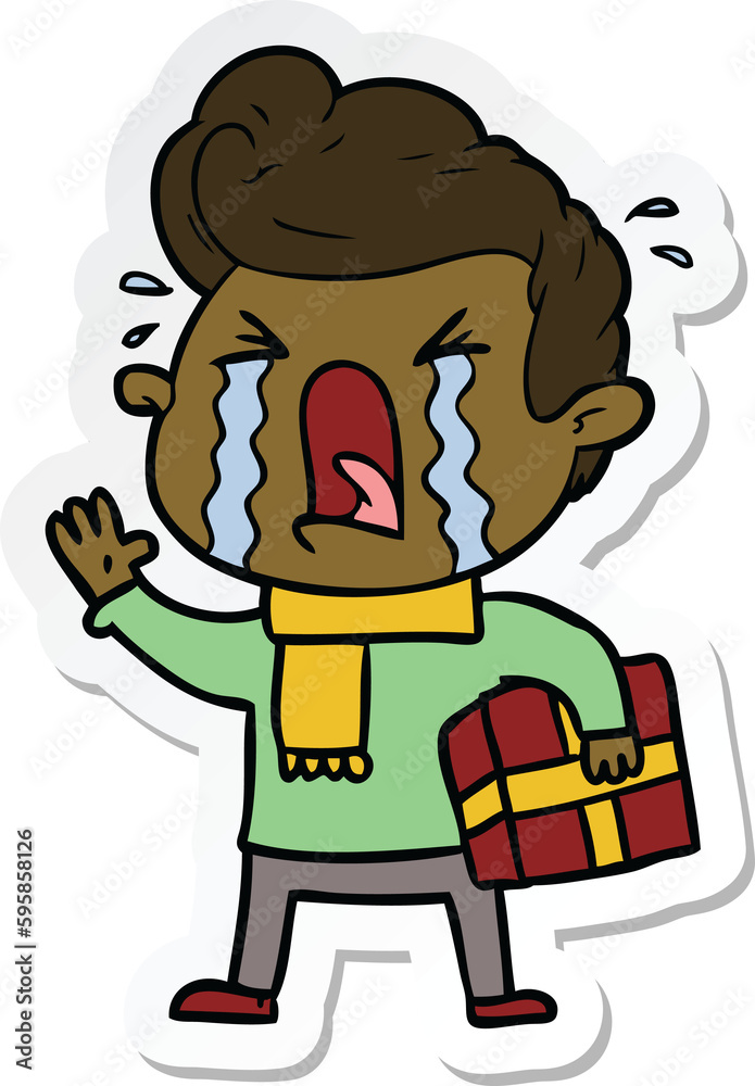 sticker of a cartoon crying man sticker of a cartoon crying man