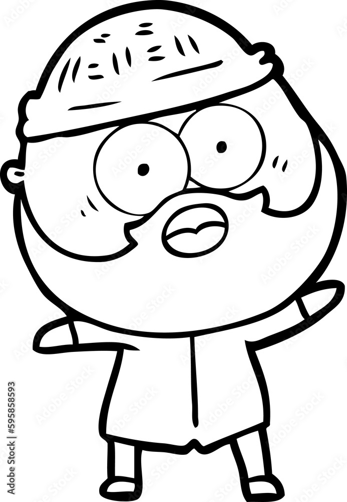 cartoon surprised bearded man