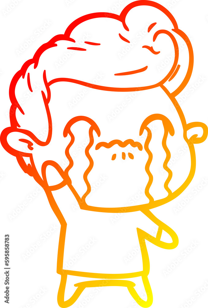 warm gradient line drawing of a cartoon man crying warm gradient line drawing of a cartoon man crying