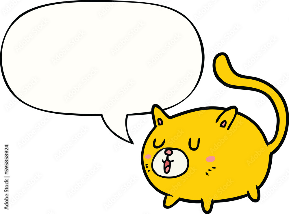 cartoon happy cat with speech bubble cartoon happy cat with speech bubble