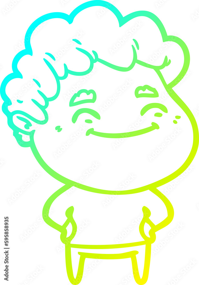 cold gradient line drawing of a cartoon friendly man cold gradient line drawing of a cartoon friendly man