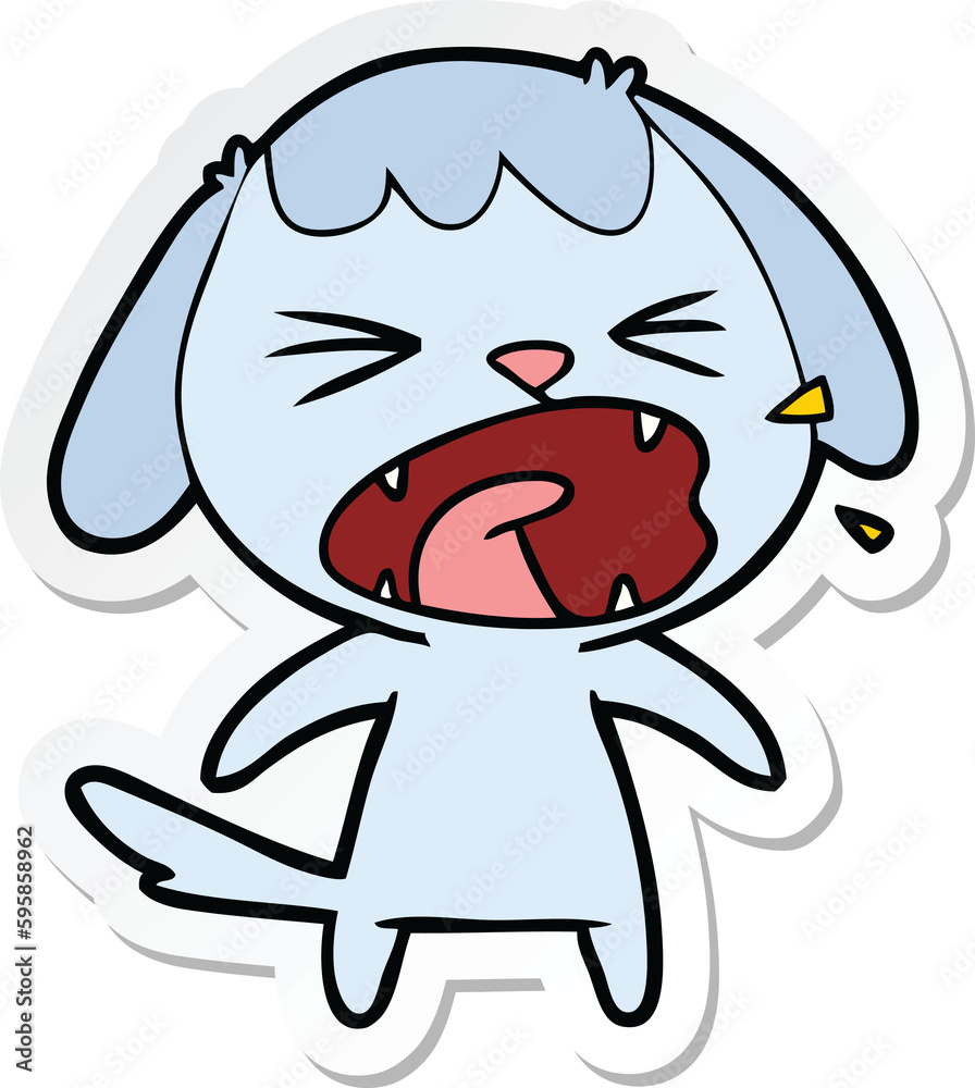 sticker of a cute cartoon dog barking sticker of a cute cartoon dog barking