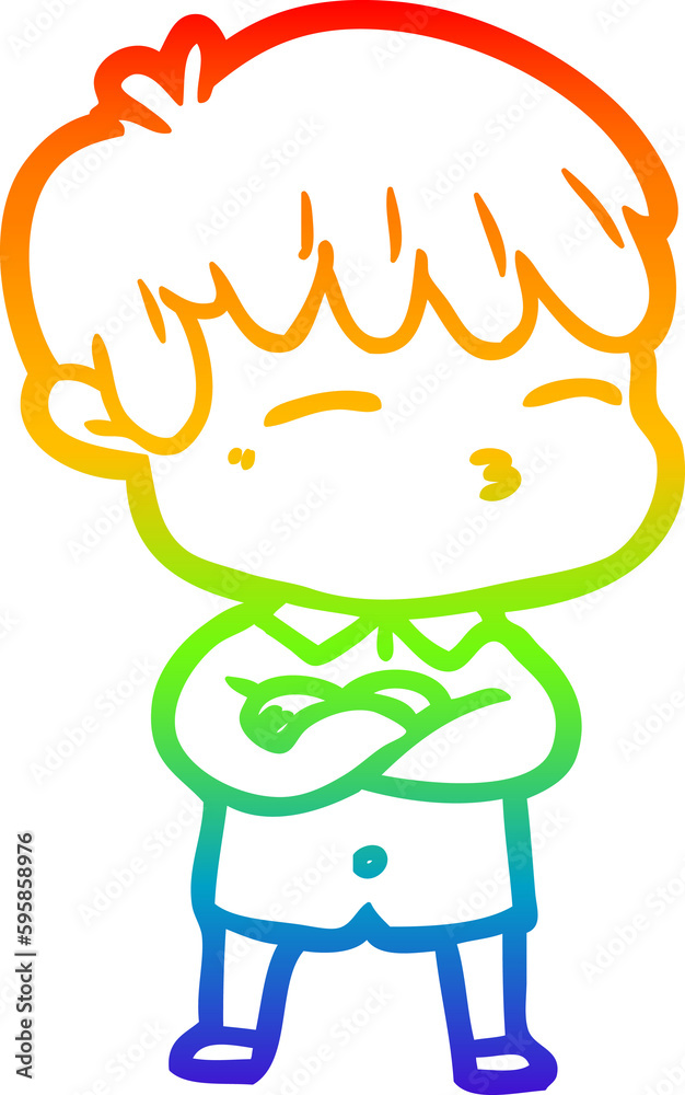 rainbow gradient line drawing of a cartoon curious boy rainbow gradient line drawing of a cartoon curious boy