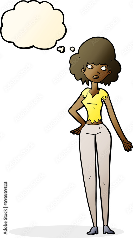 cartoon pretty woman with thought bubble cartoon pretty woman with thought bubble