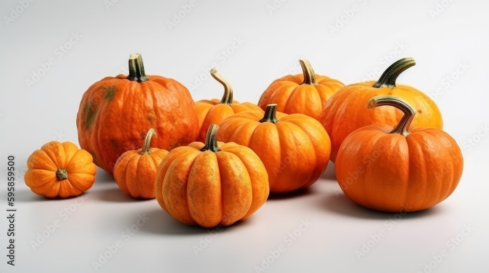 Pumpkins in a row. Generative ai Pumpkins in a row. Generative ai