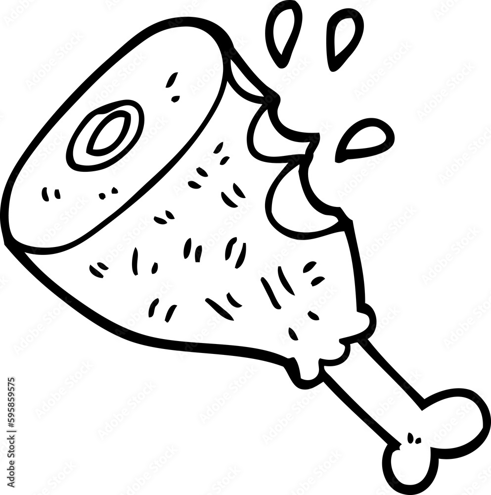 Fototapeta premium line drawing cartoon cooked meat