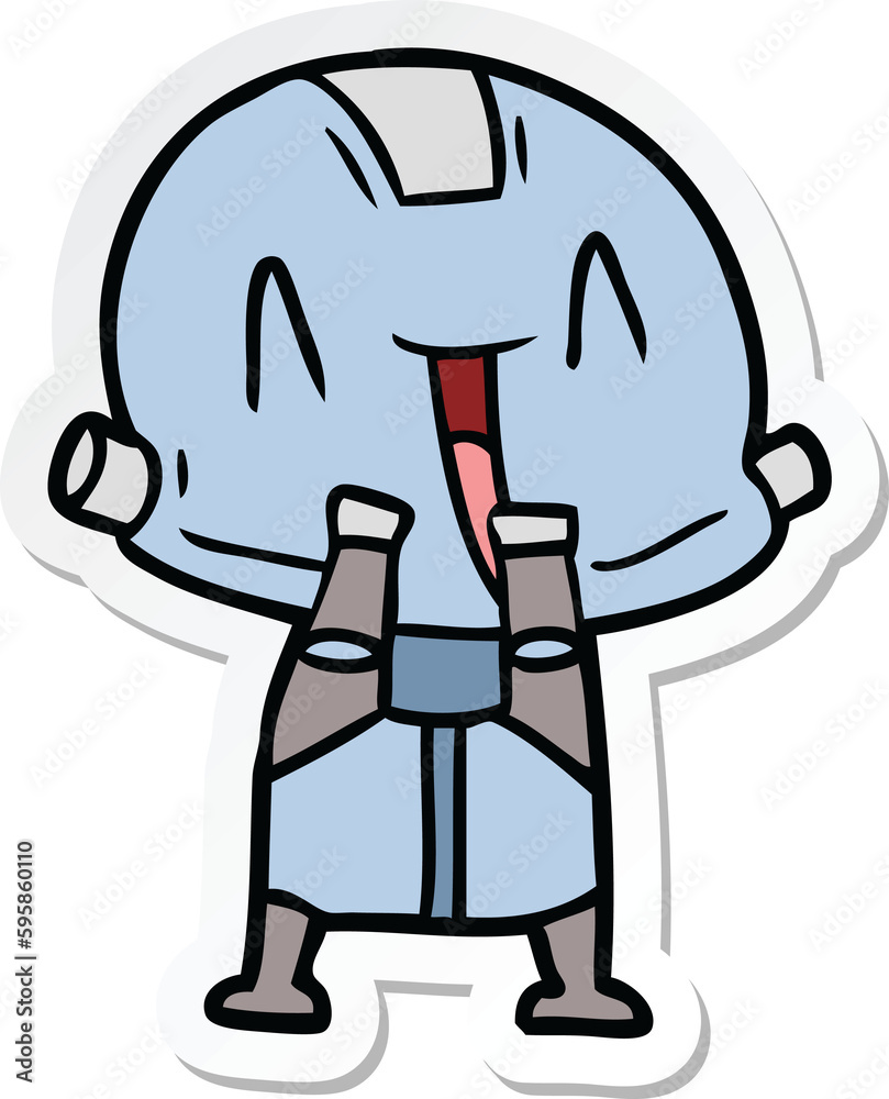 sticker of a cartoon robot sticker of a cartoon robot