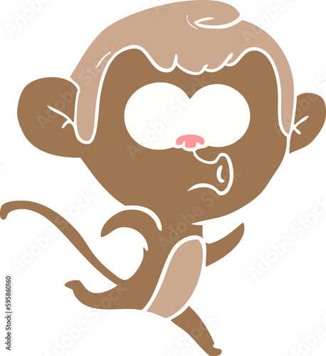 flat color style cartoon surprised monkey