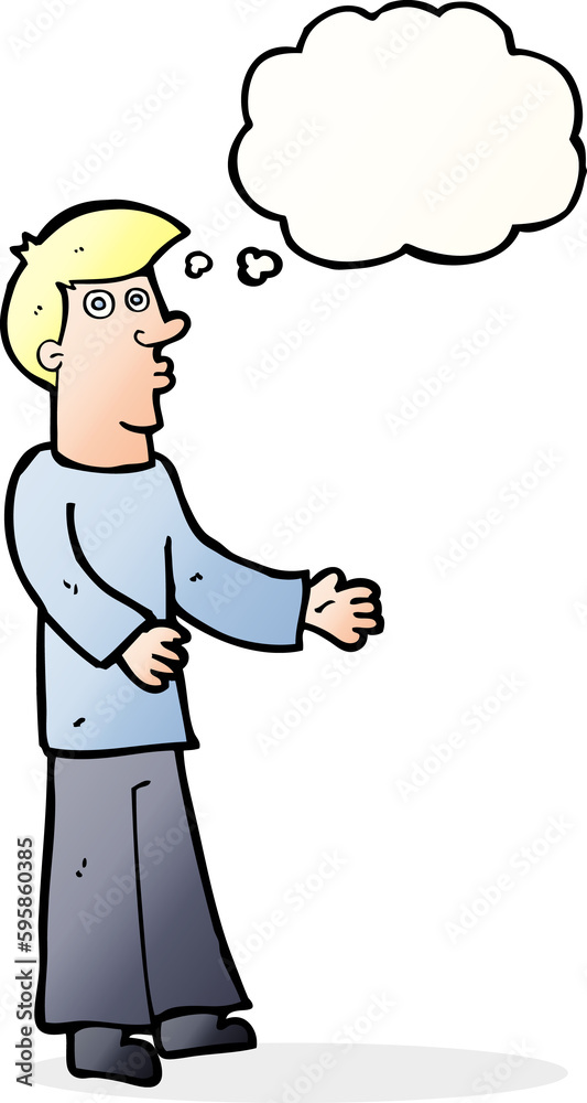 cartoon curious man with thought bubble cartoon curious man with thought bubble