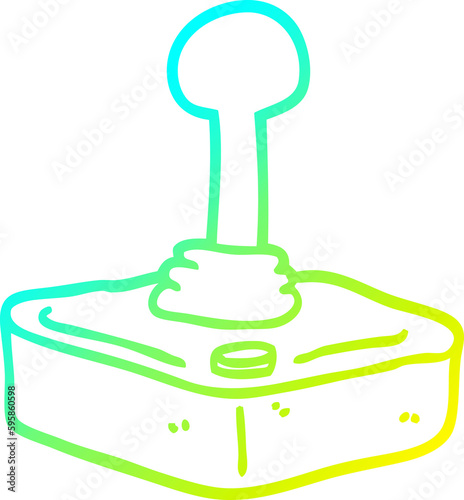 cold gradient line drawing of a cartoon joystick