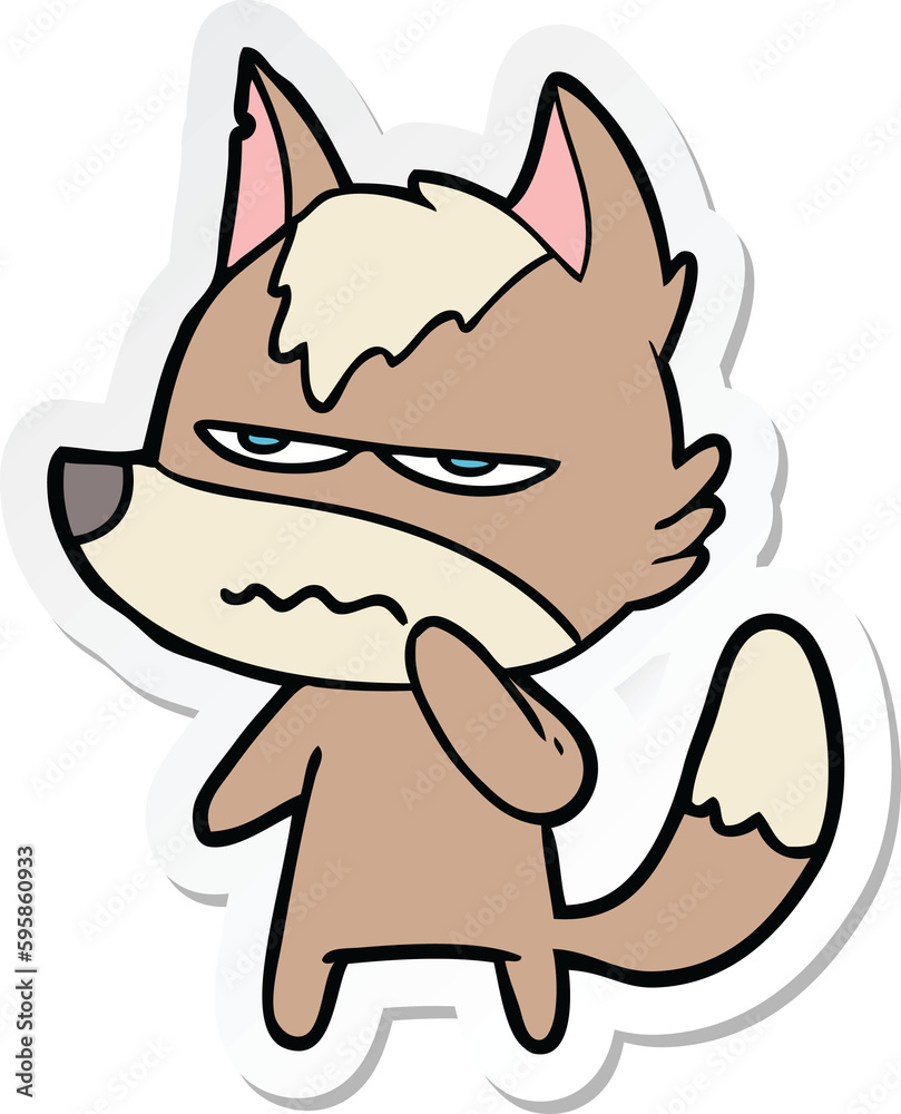 sticker of a cartoon annoyed wolf sticker of a cartoon annoyed wolf