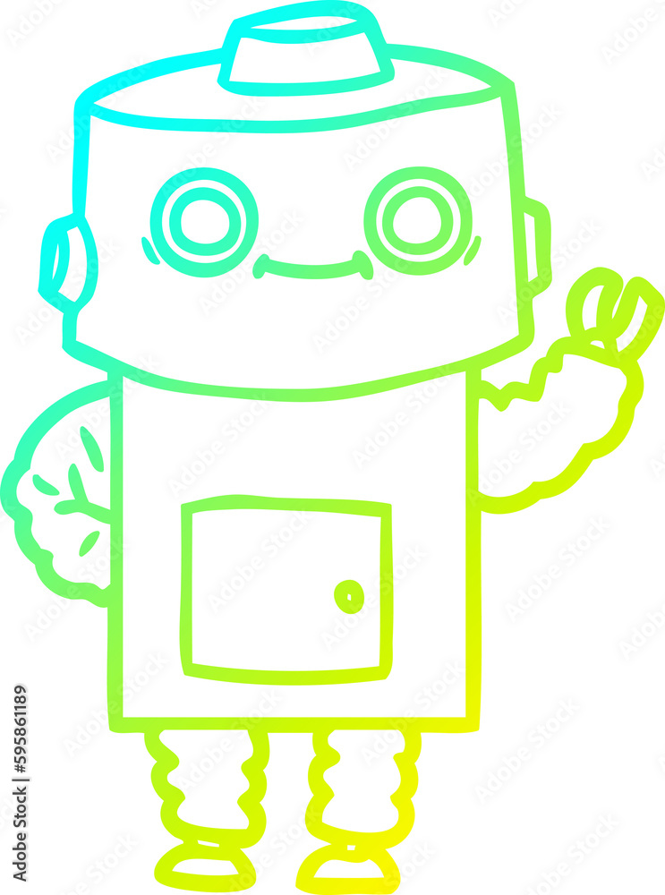 cold gradient line drawing of a cartoon robot cold gradient line drawing of a cartoon robot