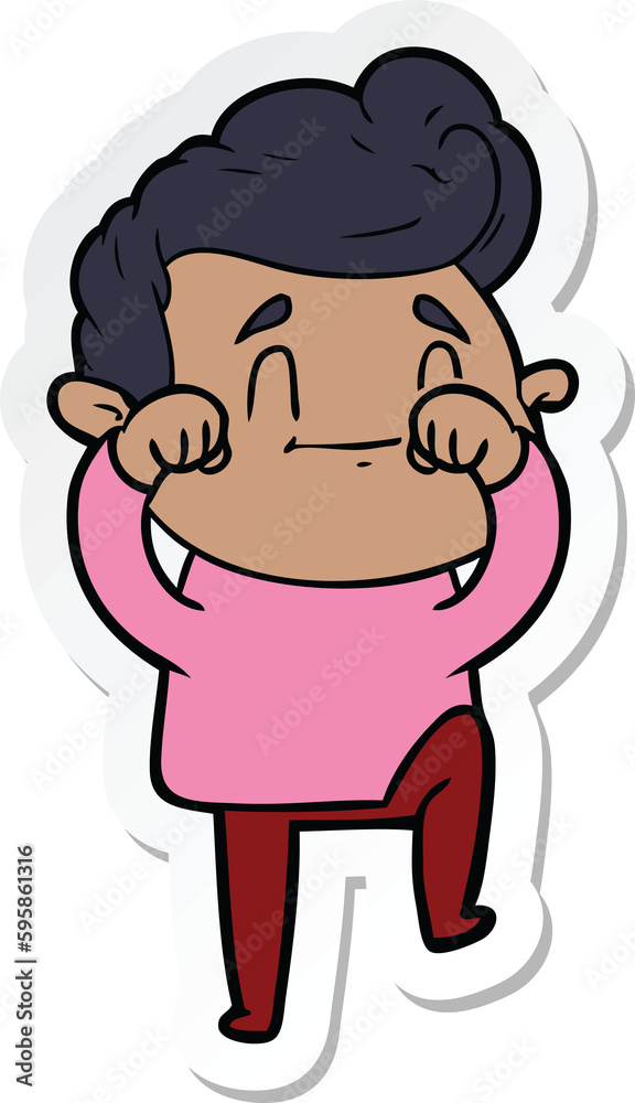 sticker of a happy cartoon man