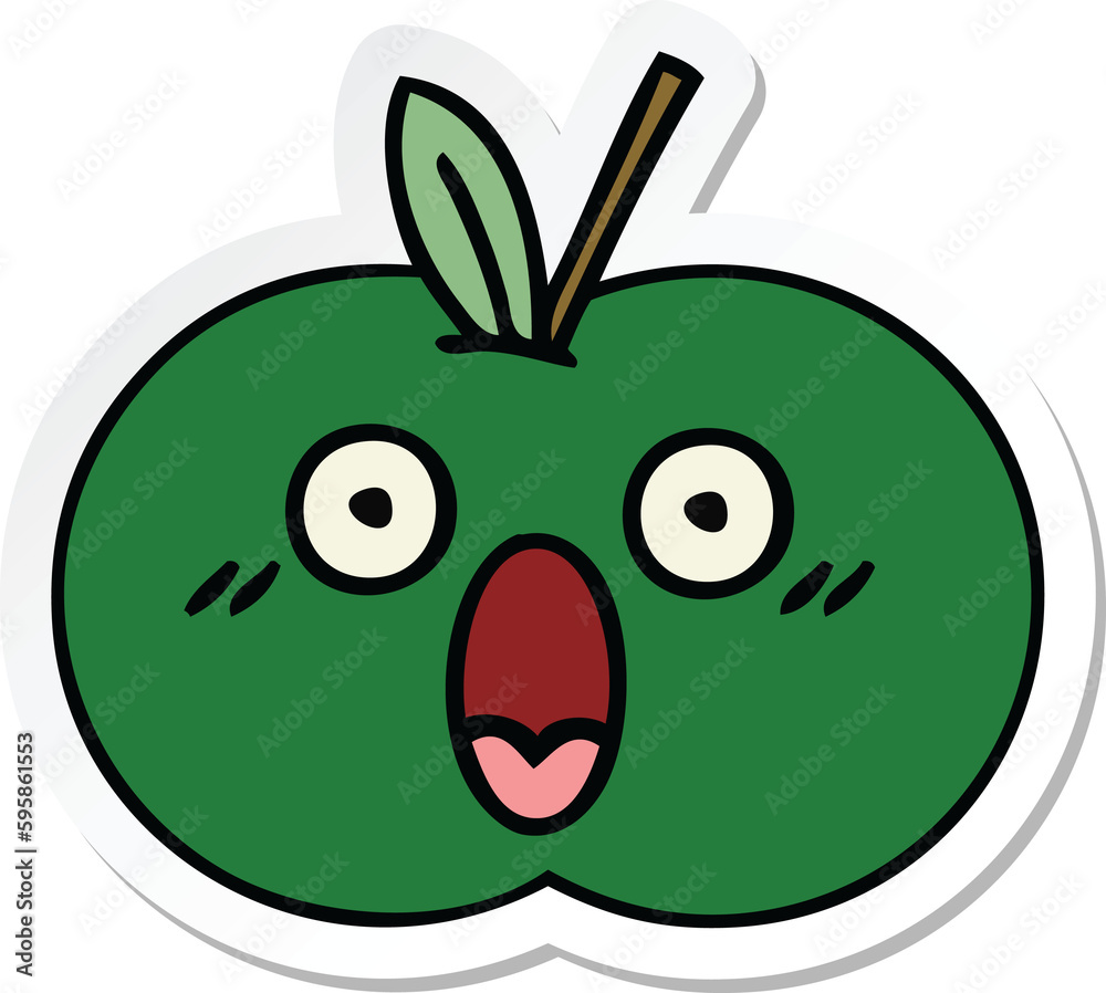 Obraz premium sticker of a cute cartoon juicy apple
