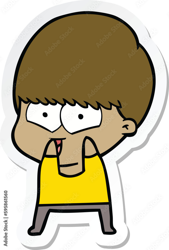 sticker of a cartoon happy boy sticker of a cartoon happy boy
