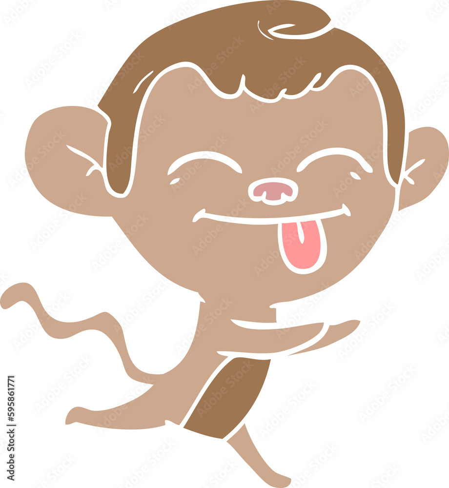 Fototapeta premium funny flat color style cartoon monkey running