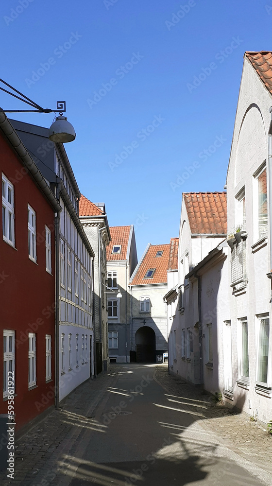 Obraz premium Old houses alley in Aalborg