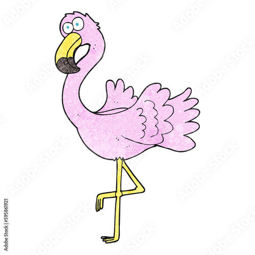 freehand textured cartoon flamingo