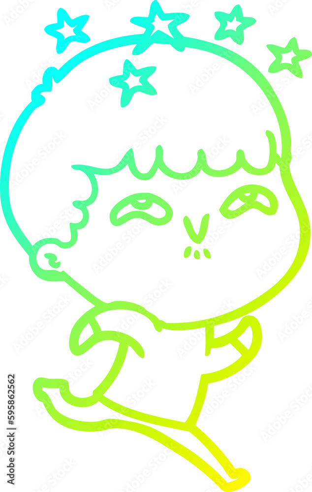 cold gradient line drawing of a cartoon amazed boy cold gradient line drawing of a cartoon amazed boy
