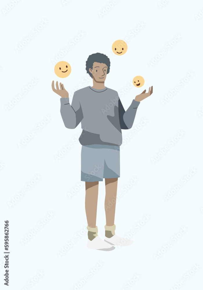 Happy people playing ball and joyful with smile icon.The concept of happiness, joy and success.Vector illustration. Happy people playing ball and joyful with smile icon.The concept of happiness, joy and success.Vector illustration.