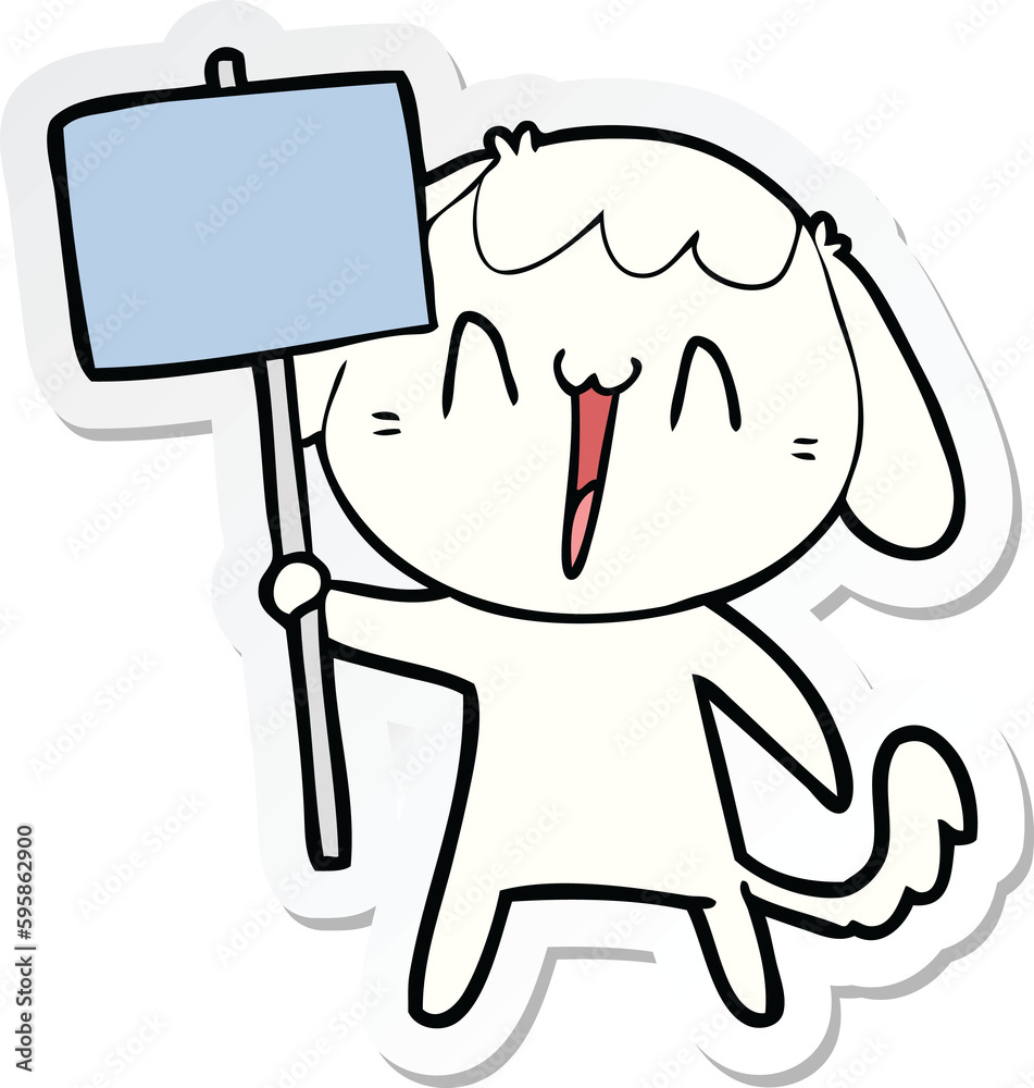 sticker of a cute cartoon dog