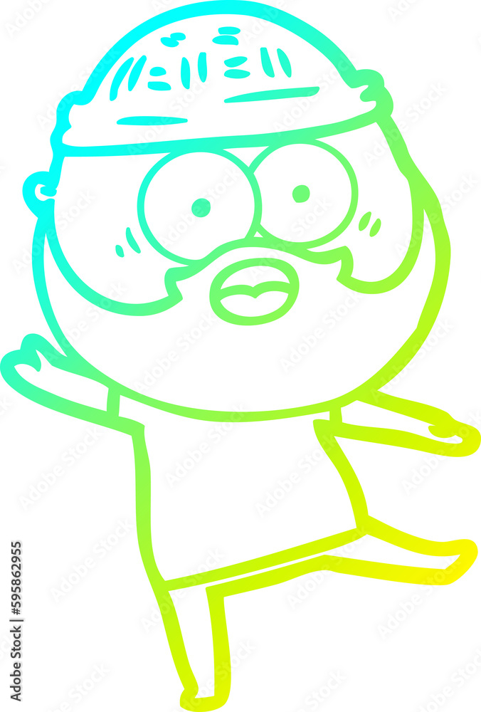 cold gradient line drawing of a cartoon bearded man cold gradient line drawing of a cartoon bearded man
