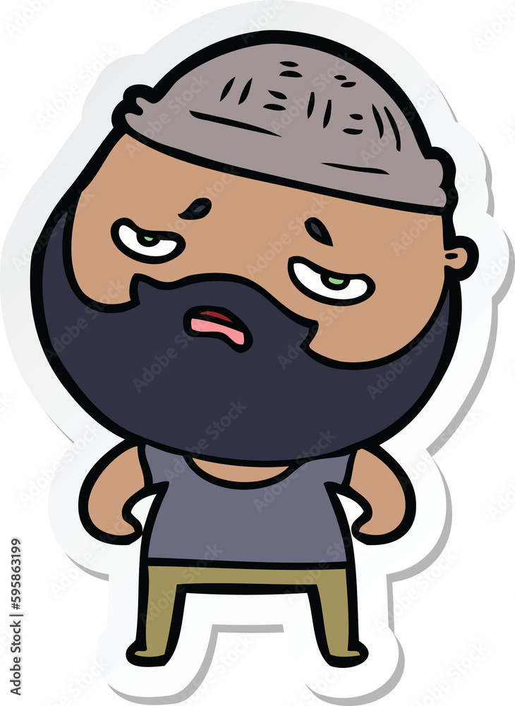 sticker of a cartoon worried man with beard