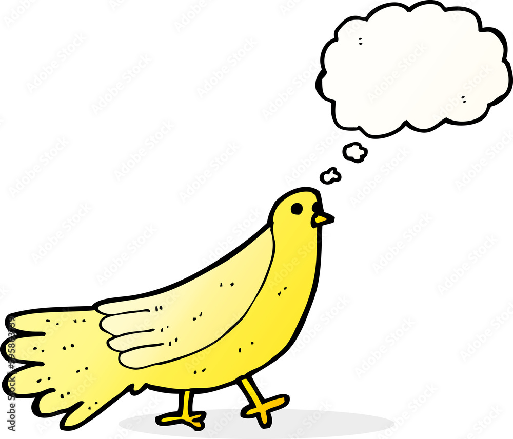 cartoon bird with thought bubble cartoon bird with thought bubble