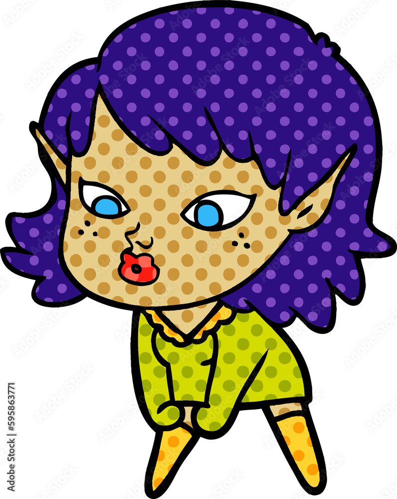 pretty cartoon elf girl