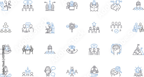Allied partnership line icons collection. Unity, Collaboration, Trust, Cooperation, Accord, Harmony, Friendship vector and linear illustration. Solidarity,Synergy,Support outline signs set
