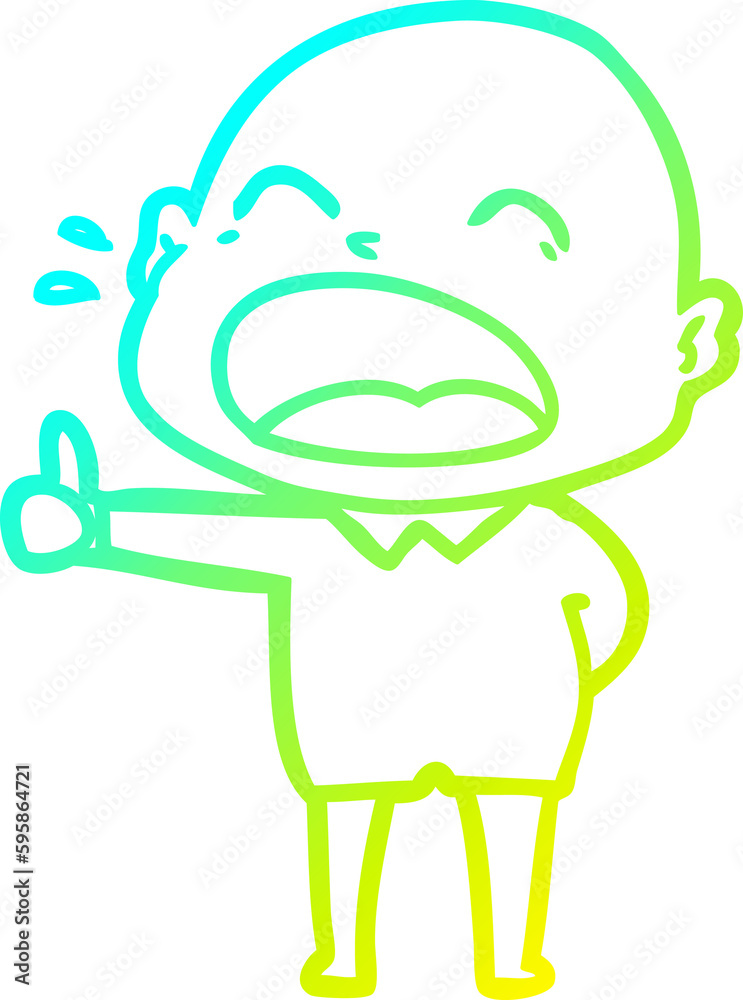cold gradient line drawing of a cartoon shouting bald man cold gradient line drawing of a cartoon shouting bald man