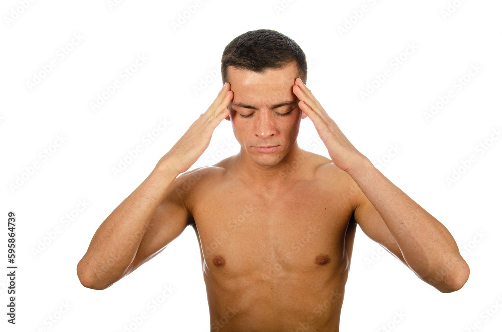 Fototapeta premium Different emotions. Young attractive guy posing in the studio.