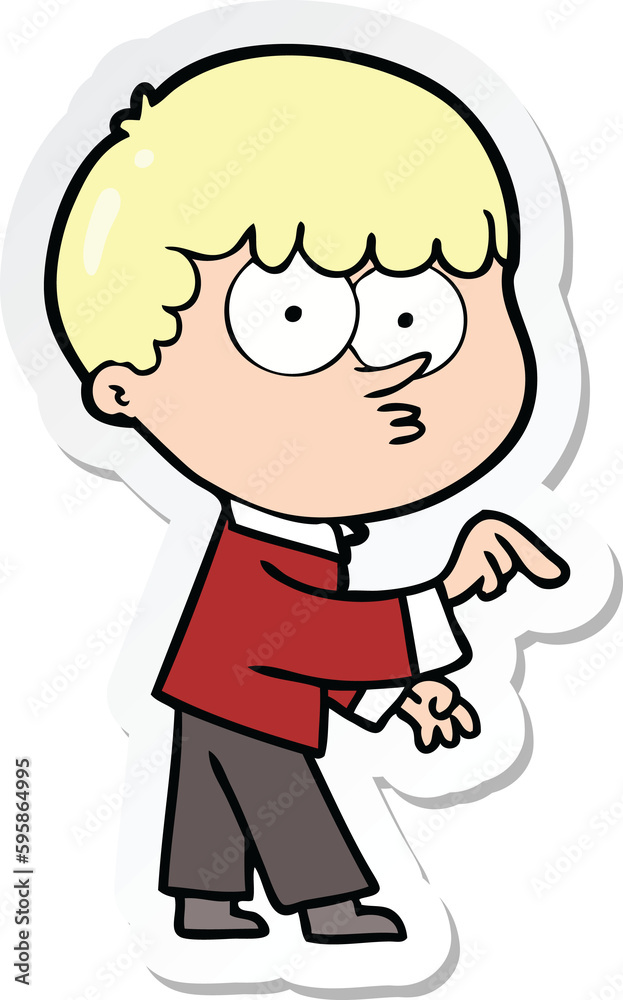 sticker of a cartoon curious boy