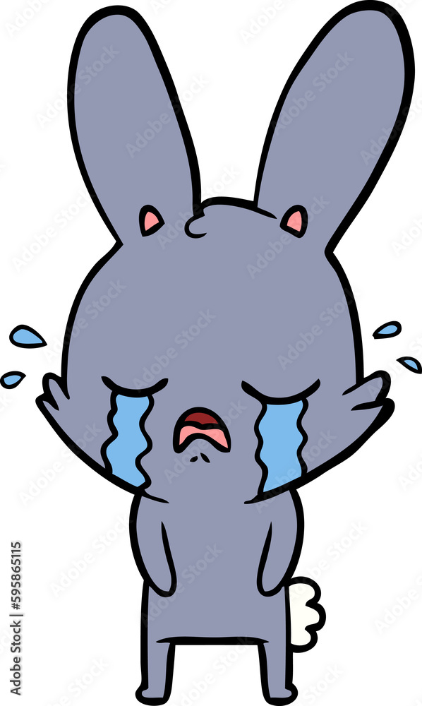 cute cartoon rabbit crying