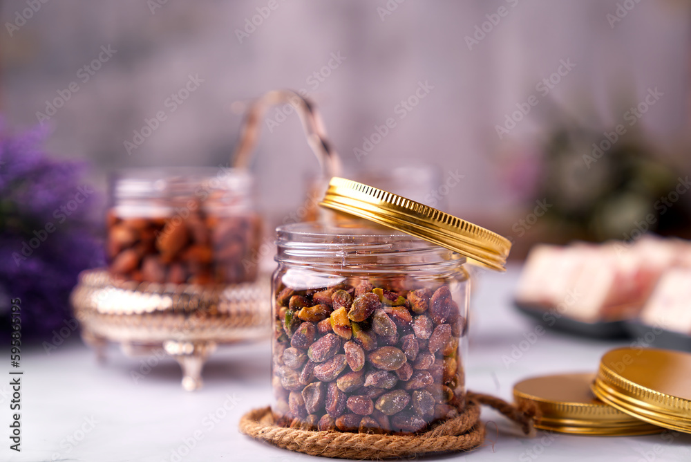 Indian Masala Nuts or Salted Nuts Jar, spicy and tangy mix of nuts Indian Masala Nuts or Salted Nuts Jar, spicy and tangy mix of nuts