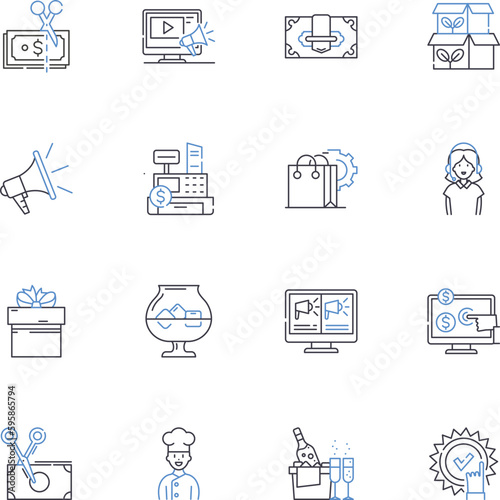 Gift shop line icons collection. Presents, Souvenirs, Trinkets, Keepsakes, Mementos, Collectibles, Novelties vector and linear illustration. Memorabilia,Candles,Jewelry outline signs set