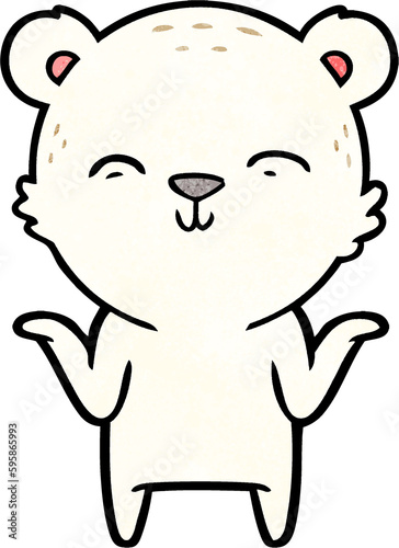 happy cartoon polar bear shrugging shoulders